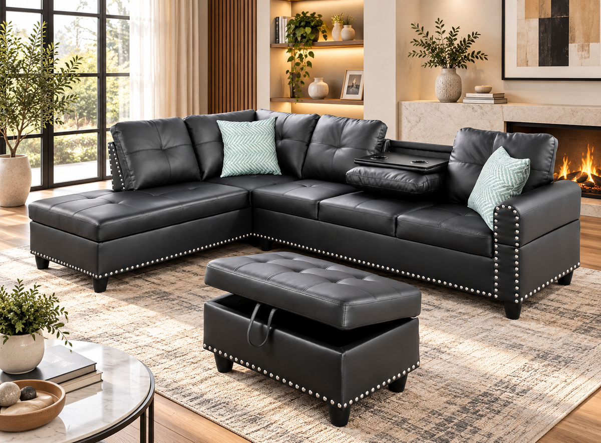 April Sectional with Storage Ottoman