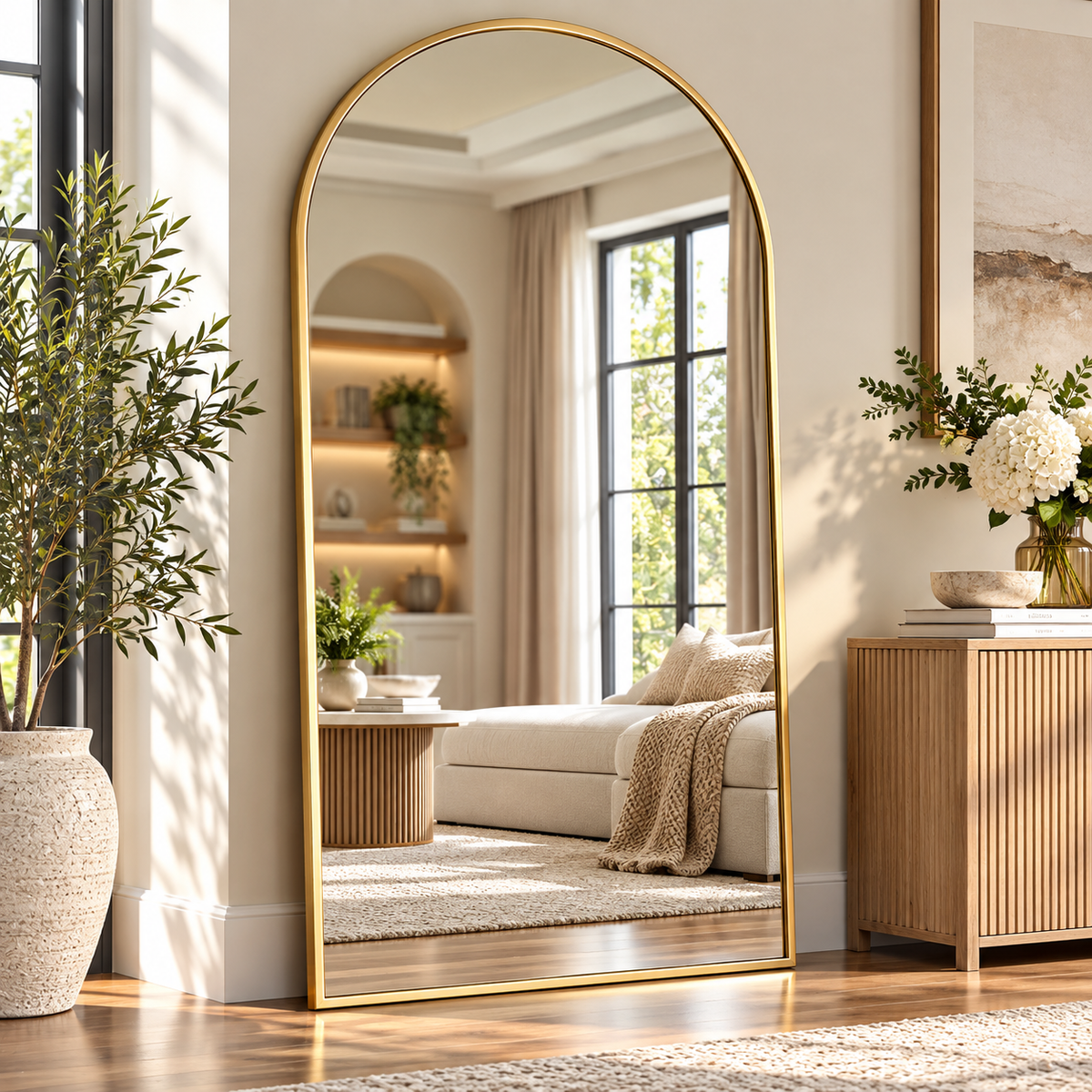 Aurelia 70" Arched Floor Mirror – Gold