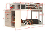 Neko Twin/ Twin Bunk Bed with 4 Drawer Dresser & Shelves