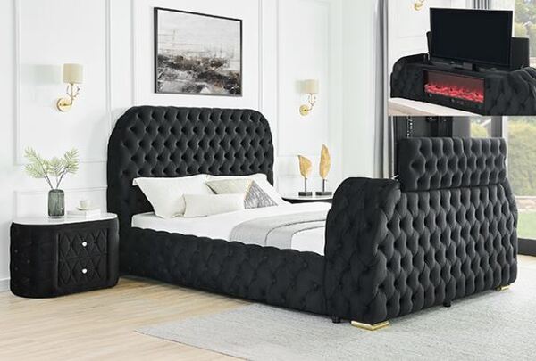 Natalia King Bed w/ Fireplace & TV Lift