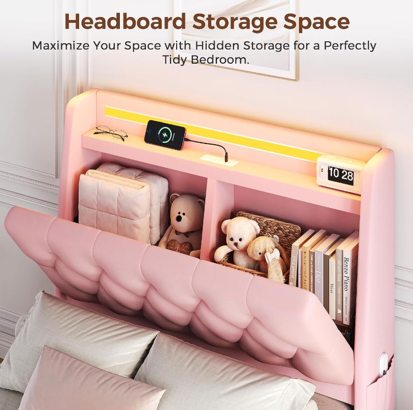 Bella Blush LED Storage Bed