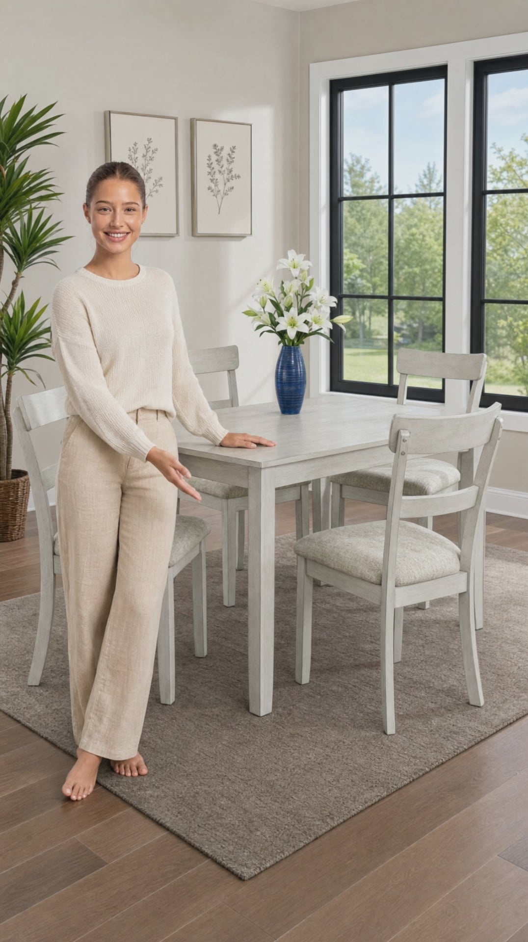Henderson Table w/ 4 Chairs - White Wash