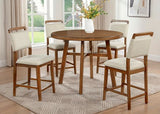 Rose Round Brown Counter Height Table w/ 4 Chairs