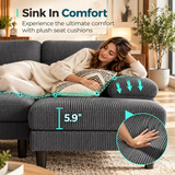 Suriel Corduroy Sectional – Grey