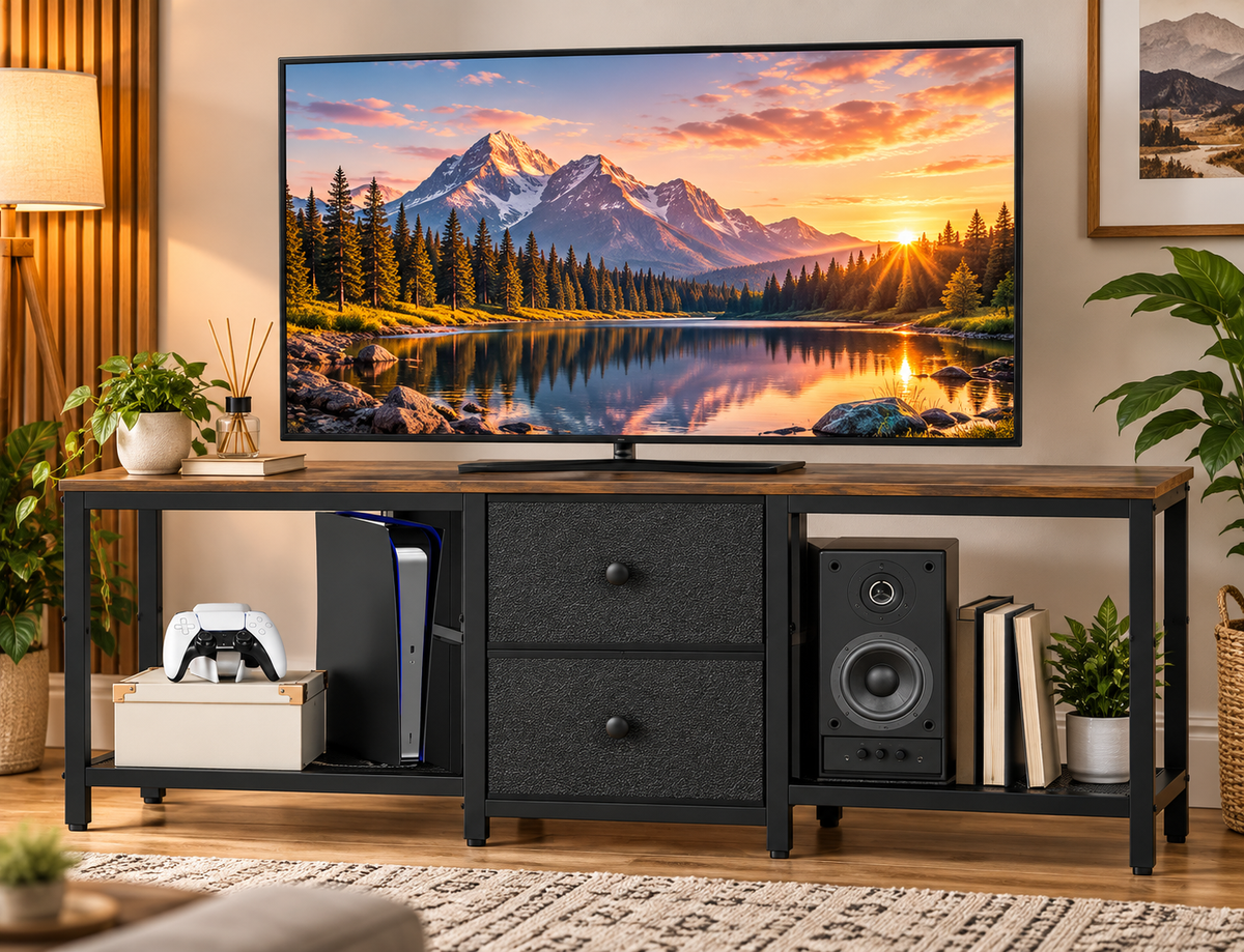 Holly Rustic TV Stand with Storage Drawers