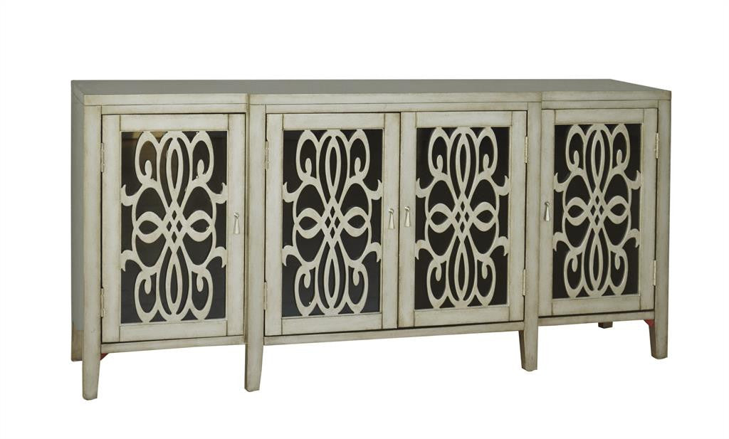 Mirrored Doors With Wood Grills Accent Chest - Katy Furniture
