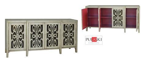 Mirrored Doors With Wood Grills Accent Chest - Katy Furniture