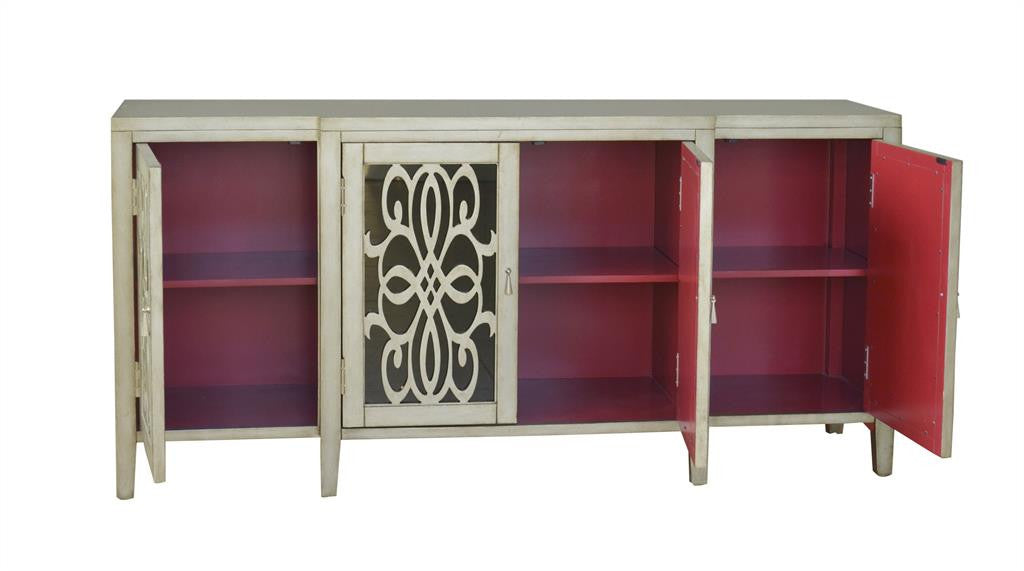 Mirrored Doors With Wood Grills Accent Chest - Katy Furniture
