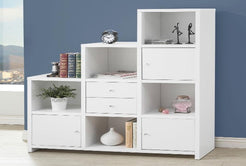 Asymmetrical Bookshelf with Cube Storage Compartments