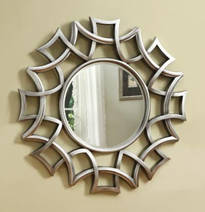 Accent Mirrors Starburst Accent Mirror in Silver Finish - Katy Furniture