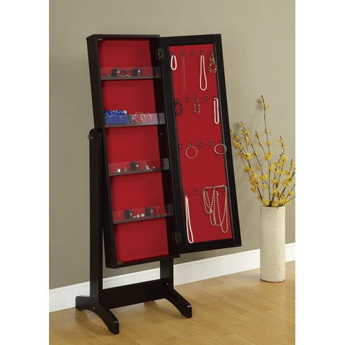 Cheval Mirror and Jewelry Armoire Cappuccino - Katy Furniture