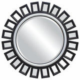 Black Sunburst Mirror with Silver Trim - Katy Furniture
