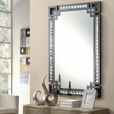 Rectangular Mirror with Smoked Glass Frame Border - Katy Furniture