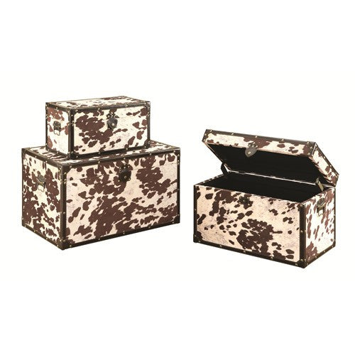 Cowhide Storage Trunk Set - Katy Furniture