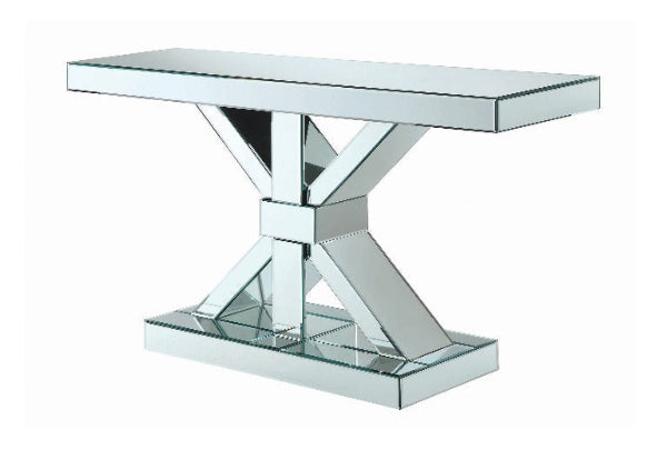 X Base Mirrored Console Table