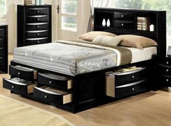 Emily Black Queen Storage Bed - Katy Furniture