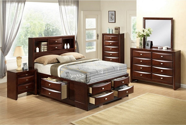 Emily Dark Cherry King Storage Bedroom Set
