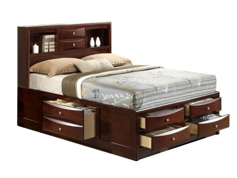 Emily Dark Cherry King Storage Bedroom Set