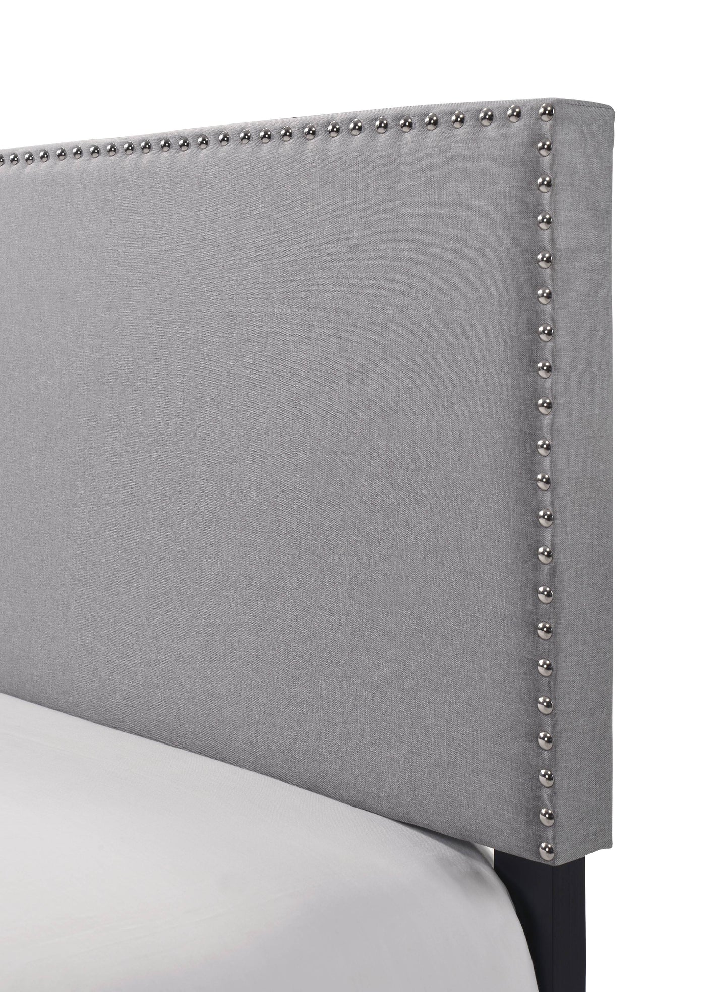 Erin Grey Nailhead Bed & Promo Mattress and Boxspring