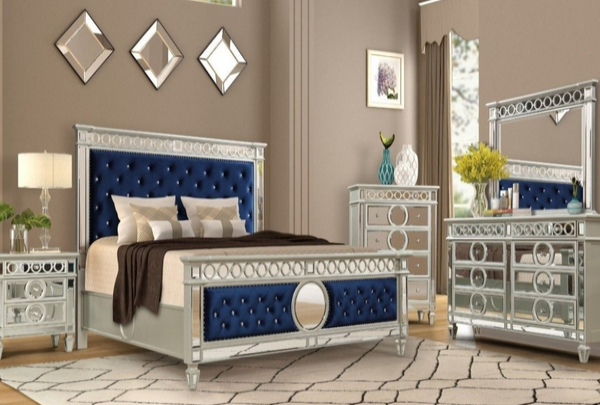 Varian Queen Bed w/ Platinum Nightstand & Chest