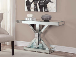 X Base Mirrored Console Table