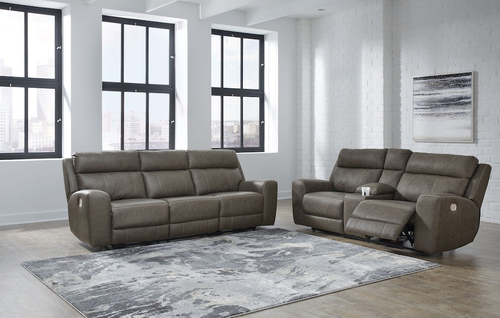 Roman Leather Power Sofa & Loveseat