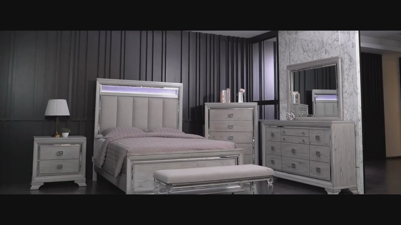 grey bed and dresser set Vail King Bedroom Set – Katy Furniture