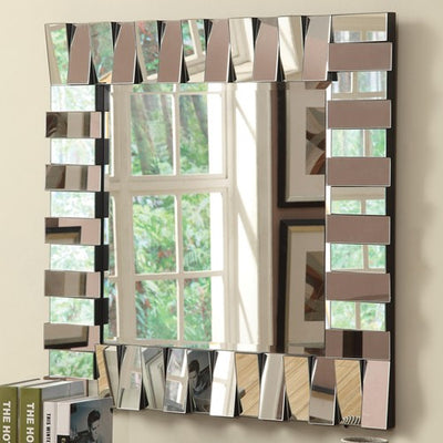 Contemporary Square Wall Mirror in Silver Finish - Katy Furniture