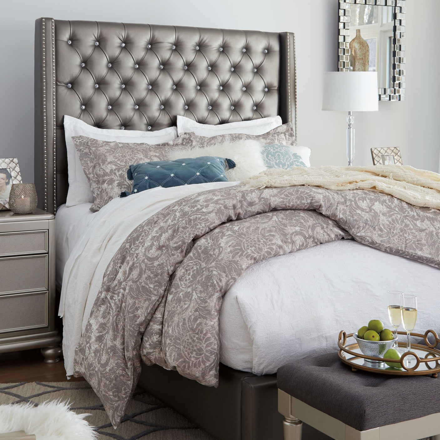 Coralayne Tufted King Bed - Katy Furniture